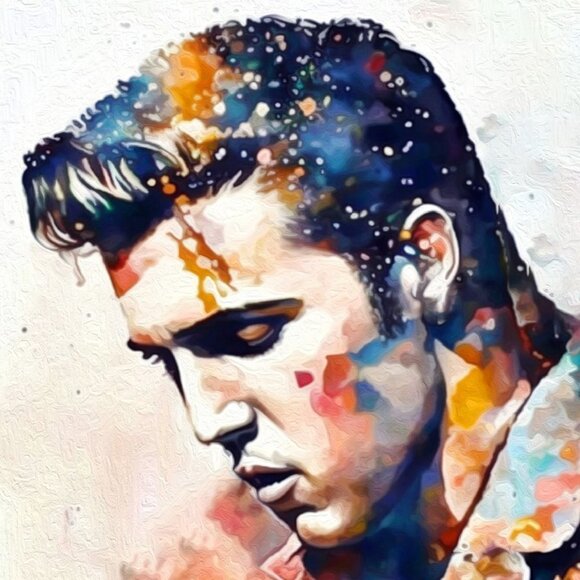 4x6 Elvis Presley Playing Guitar Watercolor Oil Painting Print King of Rock‎ - Picture 3 of 7